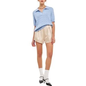 Grey Lab Short-Sleeve Cable Knit Sweater